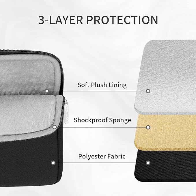 RAINYEAR Laptop Sleeve Case with Front Pocket, 15.6 Inch Protective Portable Case with Front Pocket, Briefcase Laptop Carrying Bag Cover Compatible for HP, Dell, Asus, Lenovo, Notebook, Black
