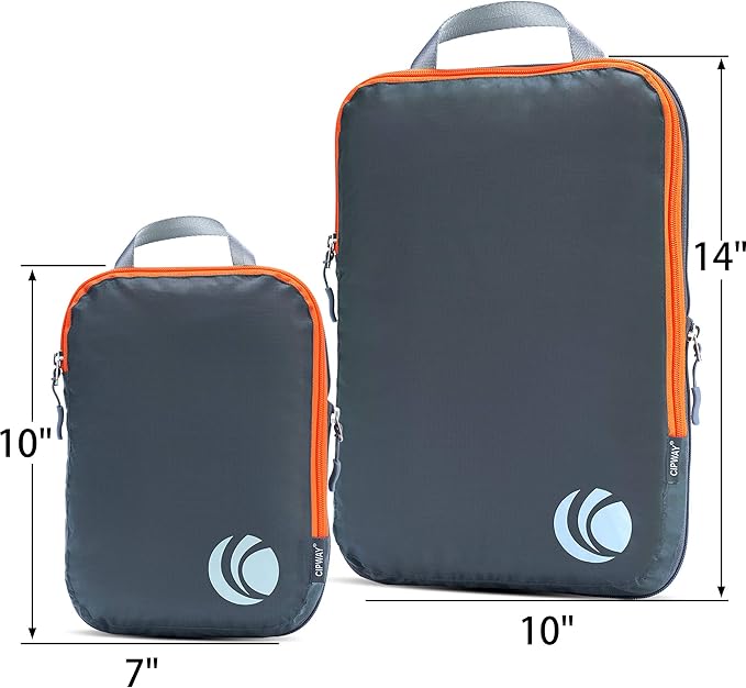 Cipway - 5 Set Compression Packing Cubes for Travel, Ultralight Packing Organizers for Luggage Suitcase & Backpack (Grey), L
