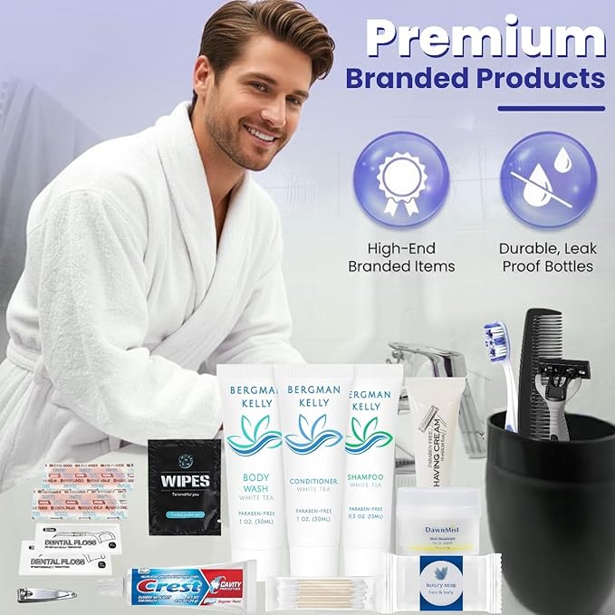 Trektote Bulk Hygiene Kit For Men And Women – (100 Pack) 20 Piece Set Of Travel Size Toiletries, TSA Compliant, Bulk Travel Essentials, Includes Shampoo And Conditioner, Body Wash, Toiletry Bag & More