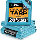 Tarps Heavy Duty Waterproof 20x30-12 mil Thick Camping Tent - Blue Tarp 20x30 UV Resistant, Rip & Tear Proof with Metal Grommets – Multipurpose Use for Camping, Tent, Boat, RV, Car, & Pool Cover