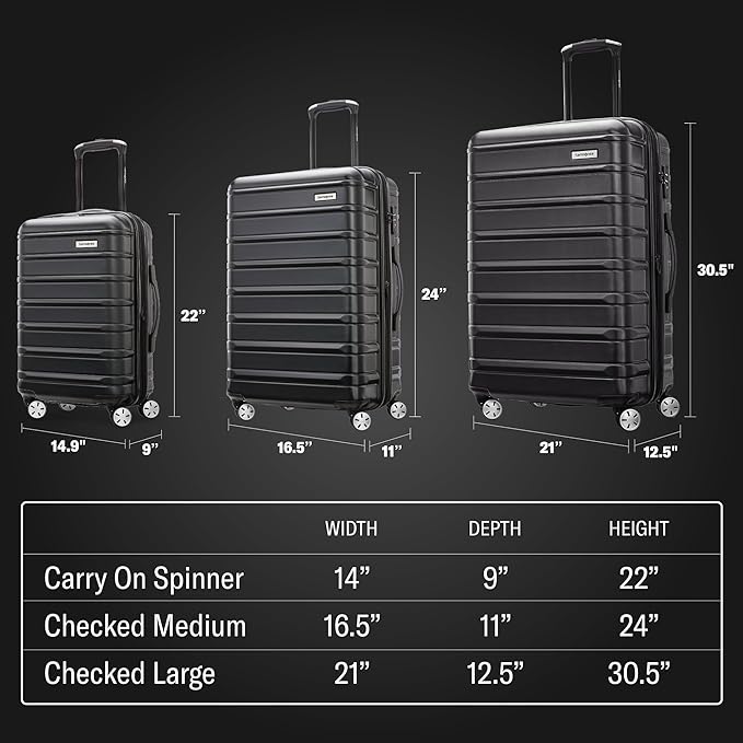 Samsonite Omni 2 Hardside Expandable Luggage with Spinner Wheels, 3-Piece Set (19/24/28), Rose Gold