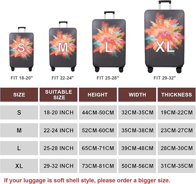 WUJIAONIAO Travel Luggage Cover Baggage Suitcase Cover Protector Skins 18-32 Inch (Graffiti, M (for 22-24 inch luggage))
