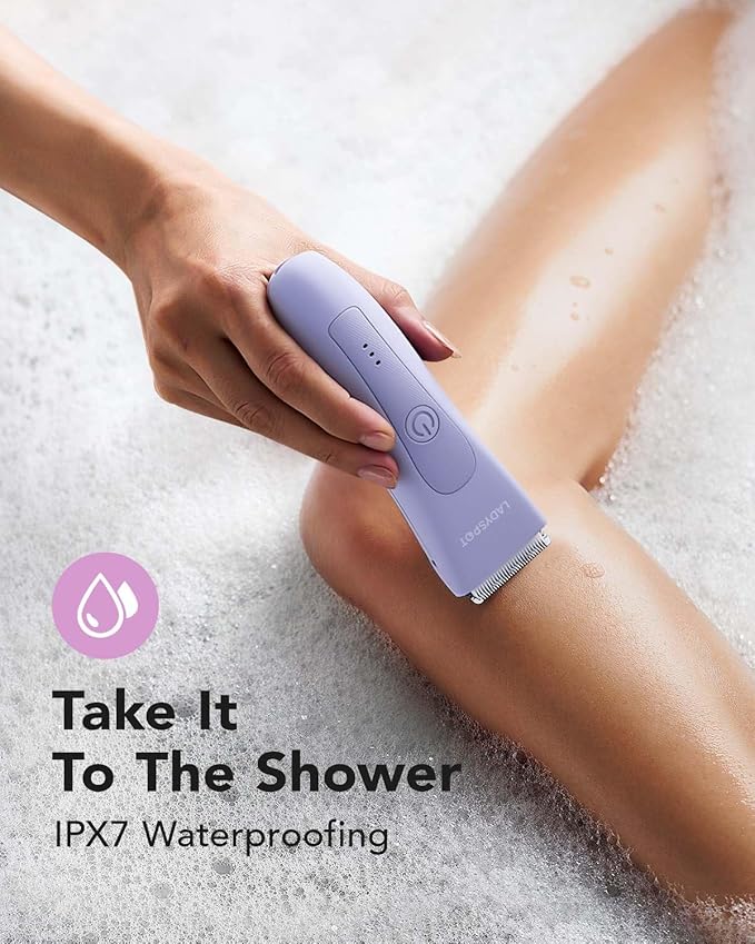 Bikini Trimmer for Women, Pubic Hair Trimmer Shaver for Women -Waterproof Hair Shaver Razors, LADYSPOT™ Shaving Sets,with 3 Guards,Replaceable Hypoallergenic Ceramic Blade,Wet/Dry(Purple)