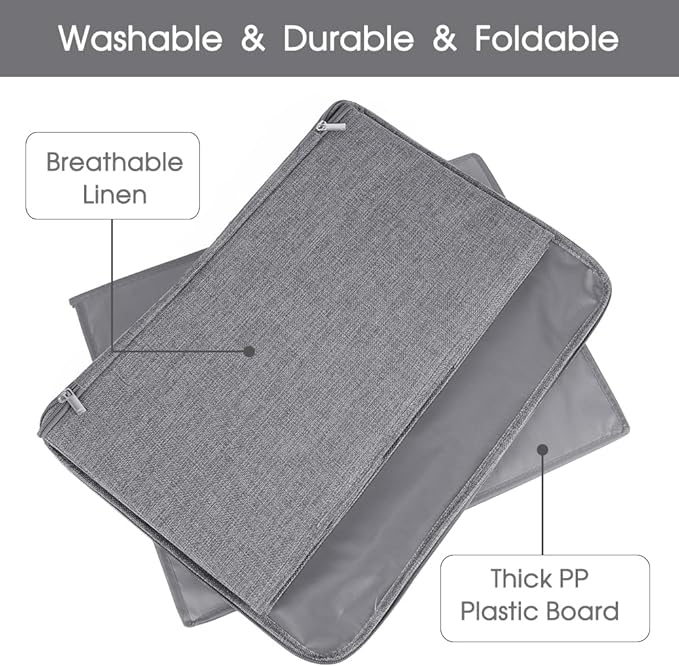 ANMINY 3PCS Storage Bins with Zipper Lids 36 Qt Lidded Fabric Storage Boxes Baskets Cubes with Handles Collapsible Washable Cotton Linen Closet Shelf Clothes Organizer Containers - Gray, Large