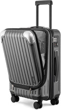 LEVEL8 Grace Carry on Luggage 22x14x9 Airline Approved, 20 Inch Hard Shell Suitcases with Spinner Wheels, Abs+Pc Hard Case Luggages with Tsa Lock, Travel bag for Women Men, Grey