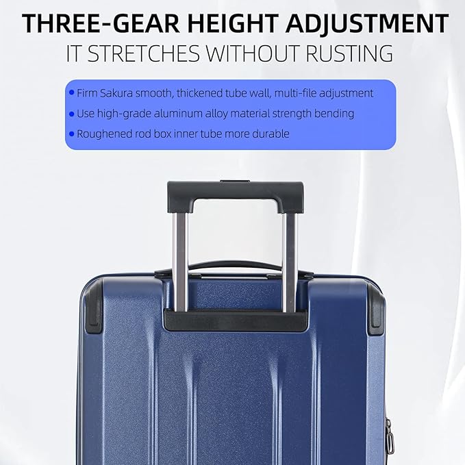 29 Inch Luggage, Top Opening Airline Approved ABS+PC Hard Shell Suitcases with Silent Wheels, TSA Lock,Front Pocket and Wet-dry Separated Six-piece Set (Dark Blue, 29 Inch)