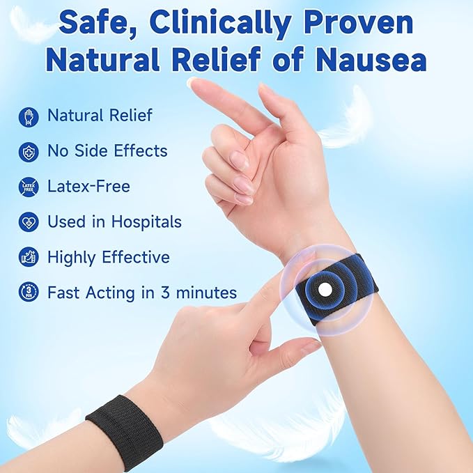 LYJEE Motion Sickness Bracelets for Adults and Kids Motion Sickness Bands Nausea Relief for Pregnant Women Acupressure Nausea Relief for Car, Sea, Air Sickness