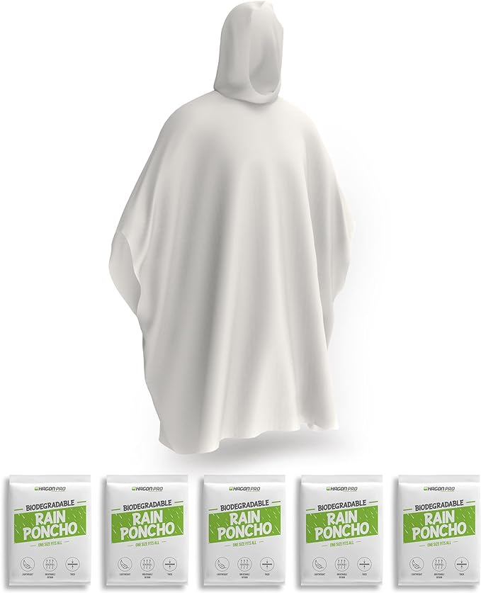Hagon PRO Disposable Rain Ponchos for Adults (5 Pack)