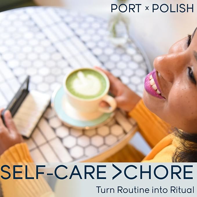 PORT X POLISH Designer Weekly Pill Box Organizer (Single 1X Daily, Navy) | Compact, Stylish 7-Day Vitamin Supplement Case | Cute Portable Mini Travel Medicine Carrier | BPA-Free Pillbox Caddy