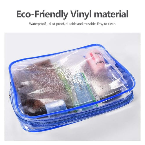 6Pcs Crystal Clear PVC Travel Toiletry Bag Kit for Women Men, Waterproof Vinyl Packing Organizer Storage Bags with Zipper Handle Straps, Cosmetic Pouch Carry on Airport Airline Compliant Bag Handbag
