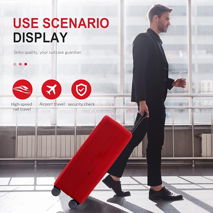 Travel Luggage Cover Suitcase Protector Scratch-Resistant Fit 19-31 Inch Suitcase, Not Included Suitcase (Red, SX(22-23 inch))
