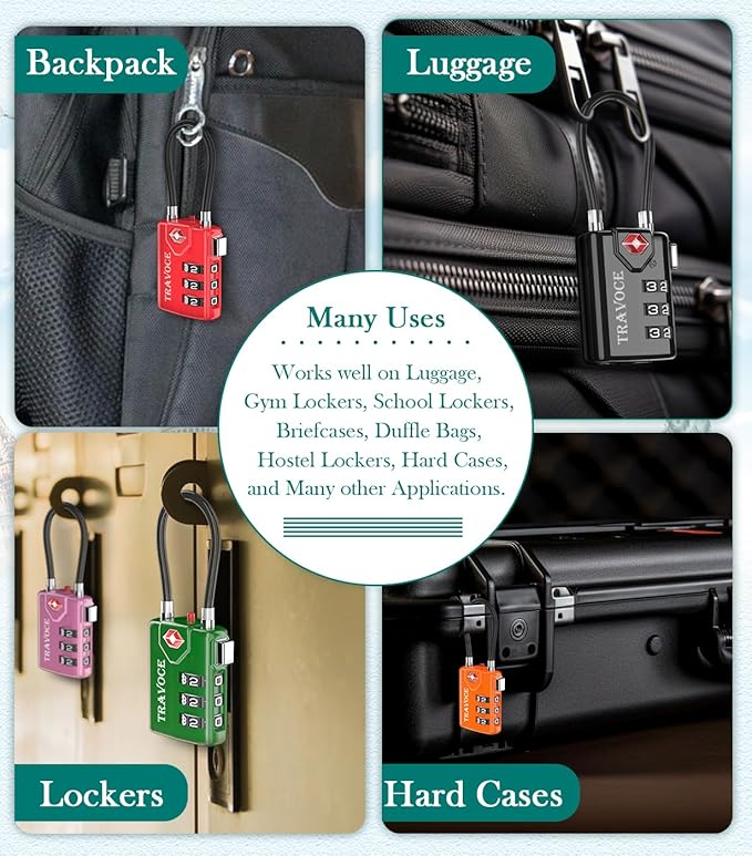 TSA Approved Luggage Locks, Travel Locks Which Also Work Great as Gym Locks, Toolbox Lock, Backpack and More, Orange 4 Pack