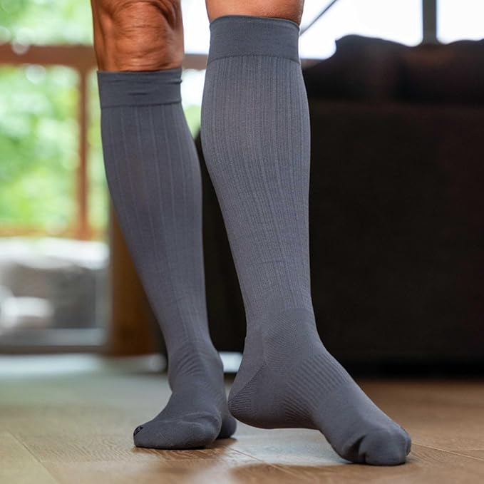 Medical Grade Compression Socks for Men & Women 15-20 mmHg by OrthoSleeve (Grey, Small)