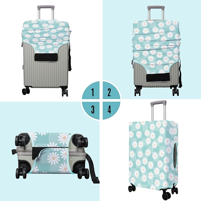 Travel Luggage Cover Suitcase Protector Fits 18-32 Inch Wheel Covers PatternedTravel Related Items Flower Luggage Protector Elastic XL