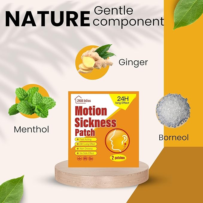 Motion Sickness Patches for Cruise,Car,Bus,Ships,Airplane,Park Rides - Non-Drowsy - Travel Essentials for Adults and Kids(42 Count (Pack of 1))