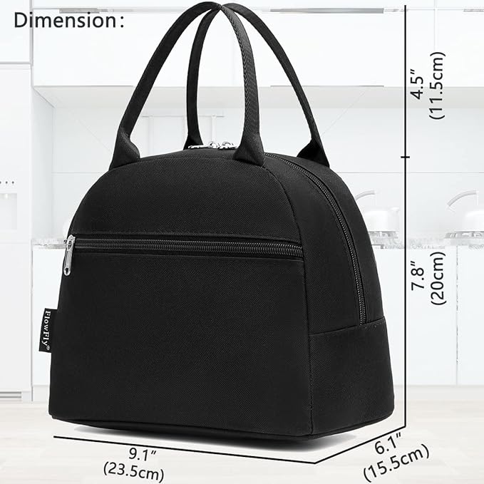 FlowFly Insulated Lunch Cooler Bag - Tote Bag Organizer for Women/Men, Black