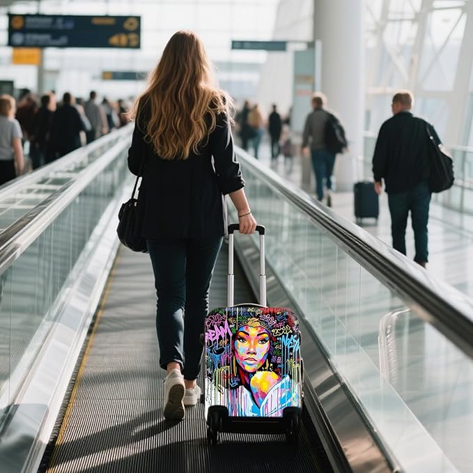 WUJIAONIAO Travel Luggage Cover Baggage Suitcase Cover Protector Skins 18-32 Inch (Graffiti A8, L (for 25-28 inch luggage))