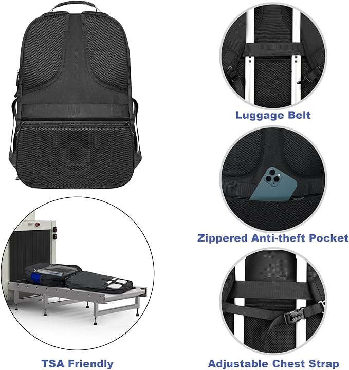 Z-MGKISS Extra Large Backpack, Travel Laptop Bag for Men, Anti-Theft College Backpack with USB Port, TSA-Approved 17.3 Inch, Heavy Duty Business Weekender Bag, Blue