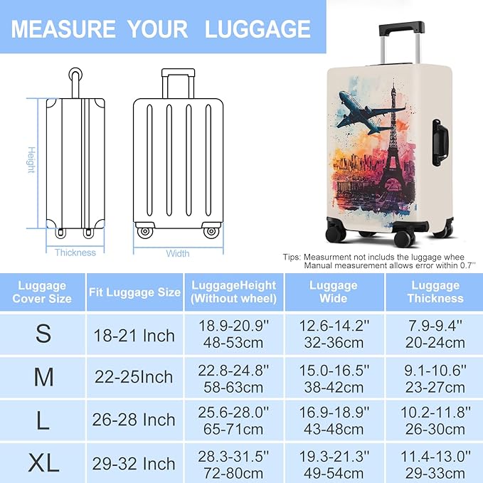 Luggage Cover Washable Suitcase Protector Anti-scratch Suitcase cover Fits 20-34 Inch Luggage (Tower-2, XL(32-34inch suitcase))