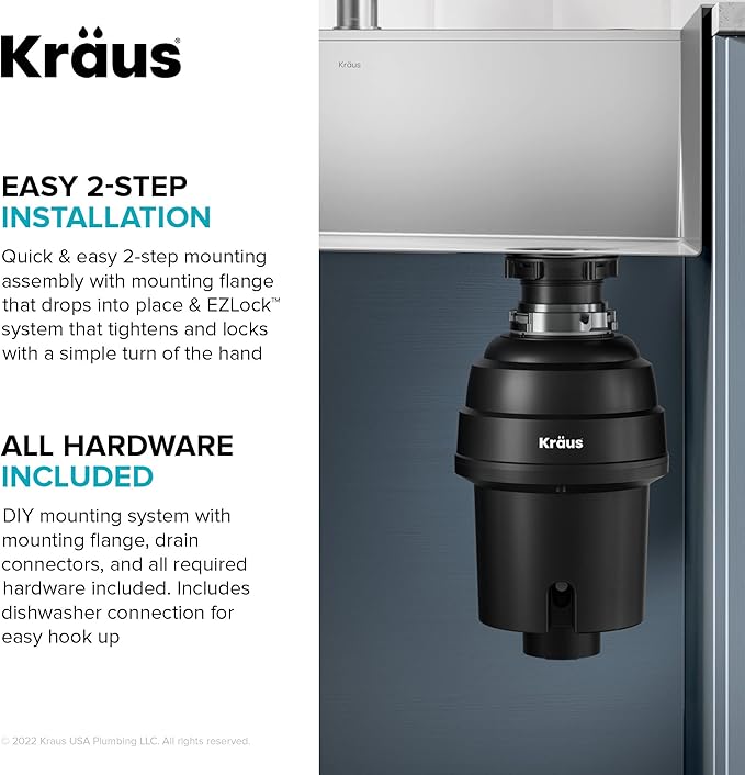 Kraus KGUW2-33MB-100-100, Bellucci Workstation 32 in. Undermount Granite Composite Single Bowl Kitchen Sink in Metallic Black with WasteGuard 1 HP Continuous Feed Garbage Disposal and Accessories