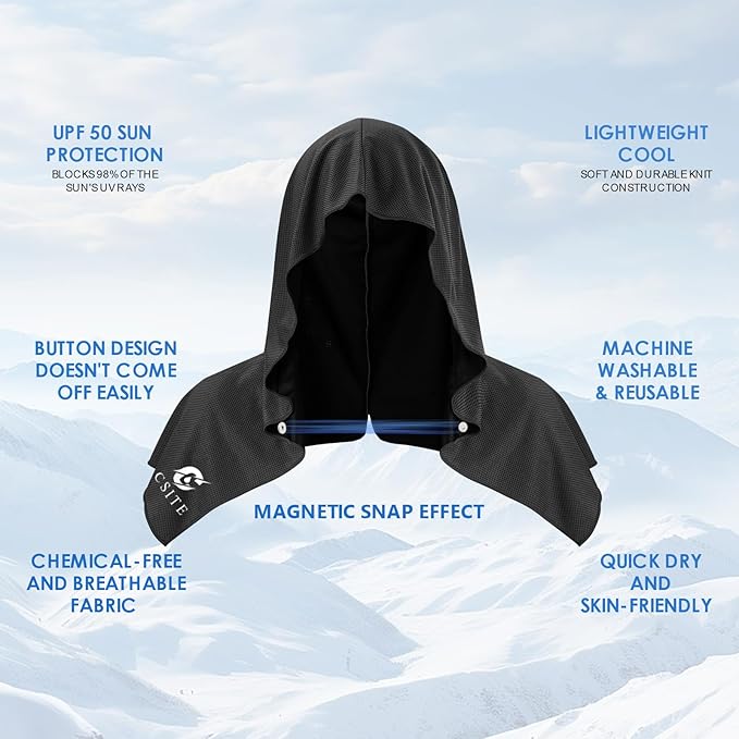 4 Pack Cooling Hoodie Towels for Neck and Face, UPF 50 Sun Protection & Instant Cooling, Ice Towels for Hot Weather, Soft Breathable Towel for Sport, Work Out, Gym, Camping & More Activities