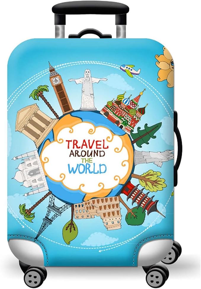WUJIAONIAO Travel Luggage Cover Baggage Suitcase Cover Protector Skins 18-32 Inch (ocean, S (for 18-20 inch luggage))