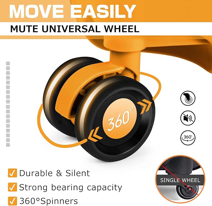 AnyZip Luggage Aluminium Frame Suitcase Hard Shell TSA Lock No Zipper 28In Orange