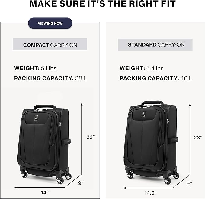 Travelpro Maxlite 5 Softside Expandable Carry on Luggage with 4 Spinner Wheels, Lightweight Suitcase, Men and Women, Slate Green, Compact Carry on 20-Inch
