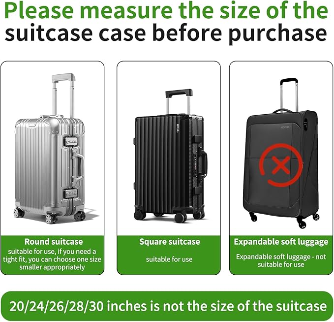 Suitcase Covers For Luggage, 26 Inch Clear PVC Luggage Covers Protector Full Thicken Transparent Waterproof Suitcase Sleeve With Large Velcro for 26" Wheeled Suitcases