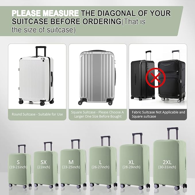 Travel Luggage Cover Suitcase Protector Scratch-Resistant Fit 19-31 Inch Suitcase, Not Included Suitcase (Cyan, 2XL(30-31 inch))