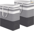HomeHacks 2-Pack Large Laundry Basket, Waterproof, Freestanding Laundry Hamper, Collapsible Tall Clothes Hamper with Extended Handles for Clothes in The Dorm and Family Gradient Grey, 125L