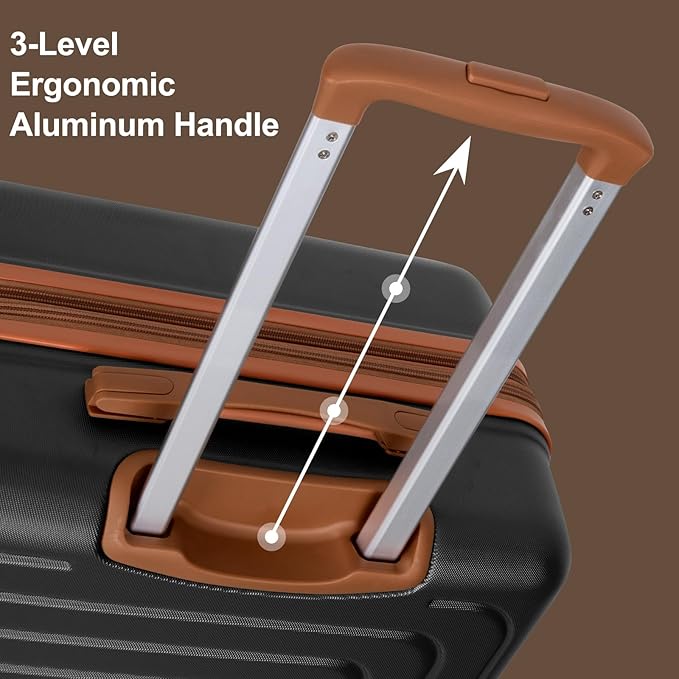 Romswi Expandable 28" Checked Luggage,Large Hardshell Suitcase with Double Spinner Wheels for 20% More Space, Airline Approved Lightweight Hardside Luggage, Scratch-Resistant & YKK Zipper,Black