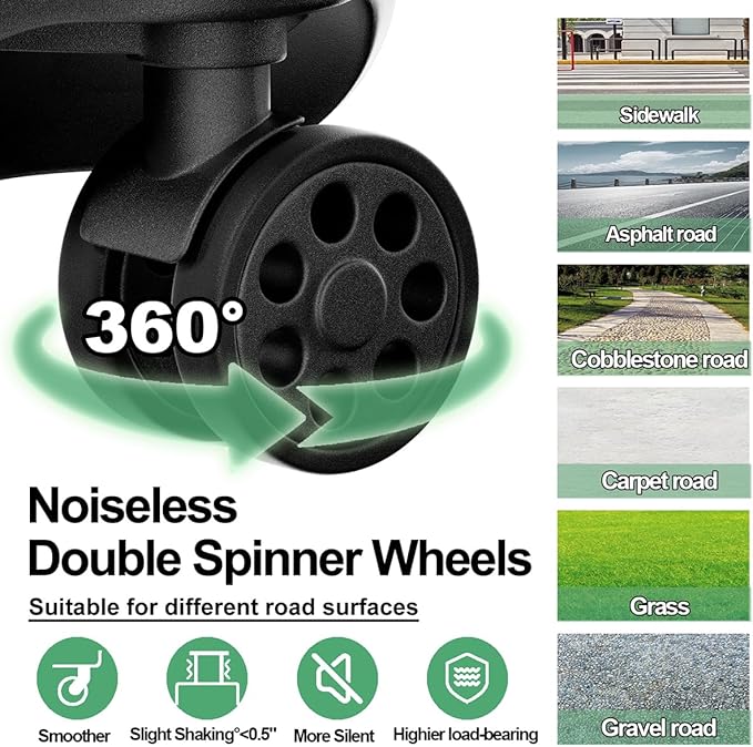 Krute Luggage with Spinner Double Wheels Suitcases with USB Port and Cup Holder TSA Lock PC+ABS Hardside Checked Luggage 28 Inch (AppleGreen