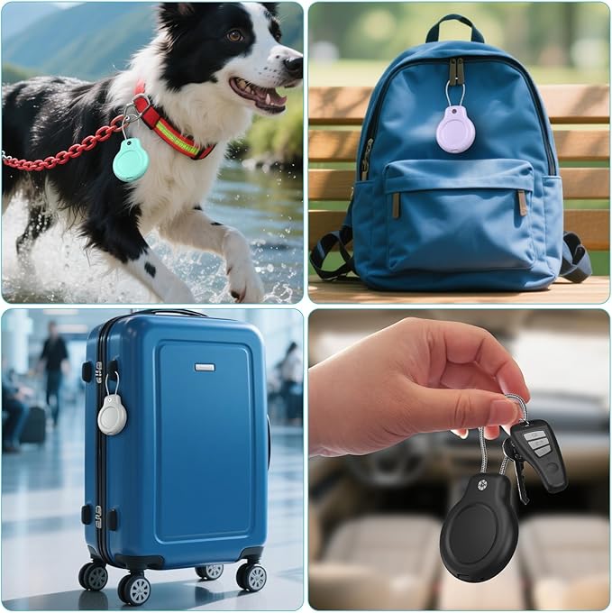 SPGUARD Compatible with Apple AirTag Waterproof Hidden 8 Pack Secure Holder with Wire Cable, Ultra Durable Anti-Lost Protective Case Air Tag Accessories Men Women's Keyrings & Keychains Luggage tag