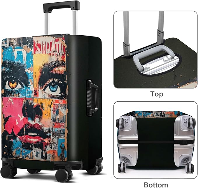 Luggage Cover Washable Suitcase Protector Anti-scratch Suitcase cover Fits 20-34 Inch Luggage (Girl-4, S(20-22inch suitcase))