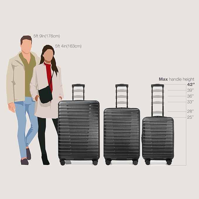 U.S. Traveler Boren Polycarbonate Hardside Rugged Travel Suitcase Luggage with 8 Spinner Wheels, Aluminum Handle, Black, Checked-Large 30-Inch