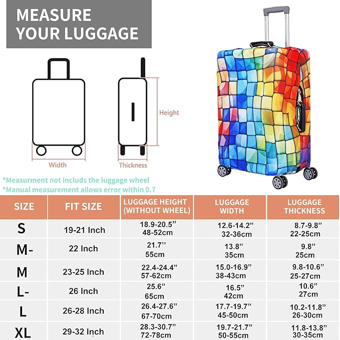 MosaiRudo Travel Luggage Covers For Suitcase Tsa Approved,Suitcase Cover Protector Fit 18-32 Inch Luggage Travel Accessories (T2484, M)