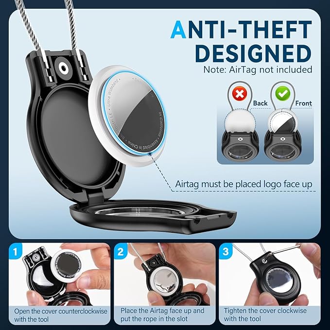 Waterproof Airtag Holder,4 Pack Airtag Case with Secure Lock,Airtags Keychain for Apple Air tags,Anti-Lost Protective Case Air tag Accessories for GPS Tracker Luggage,Bag,Key,Pet-Black/Black/Gray/Gray