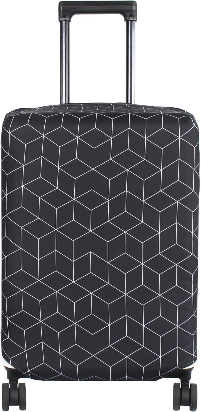 HYPER VENTURE Washable Luggage Cover - Fashion Suitcase Protector Fits 27-30 Inch Luggage (Black Maze, L)