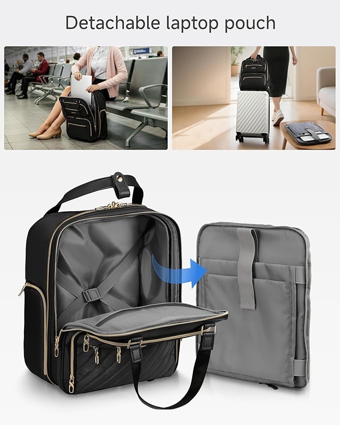 LUGGEX Underseat Carry On Luggage with Wheels, Stylish Lightweight Under Seat Luggage, Soft Sided Personal Item Suitcase for Short Trip (All Black, 16 Inch)
