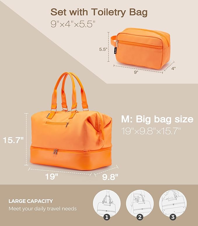 Weekender Bags for Women, Large Travel Duffel Bag with Shoes Compartment, Carry On Overnight Tote Bags with Toiletry Bags, Hospital Bags for Labor and Delivery