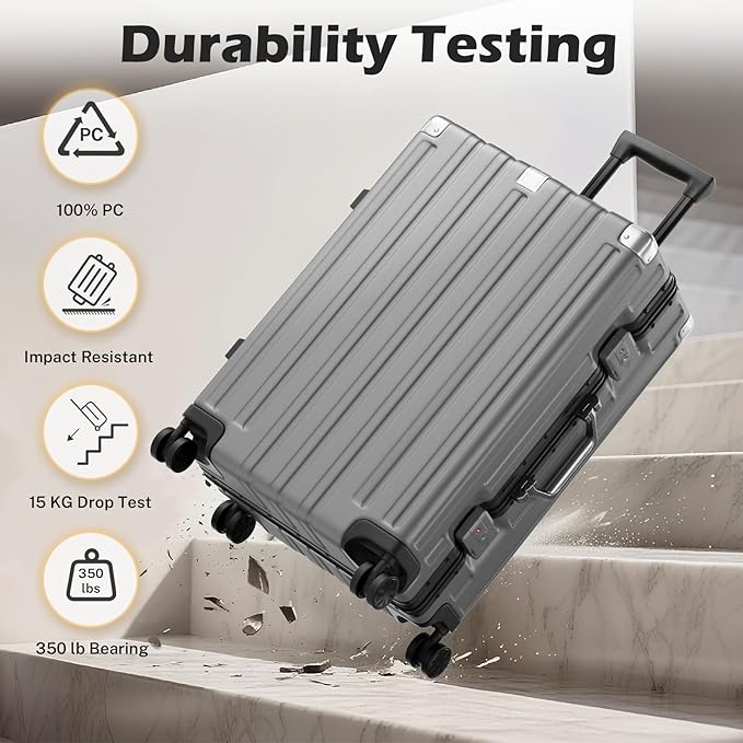 Krute Aluminum Frame Carry On Luggage 20 Inch Zipperless Luggages USB Charger Hardside PC Suitcase With Spinner Wheels Airline Approved Hard Shell Suitcases with TSA Lock (1 Piece)