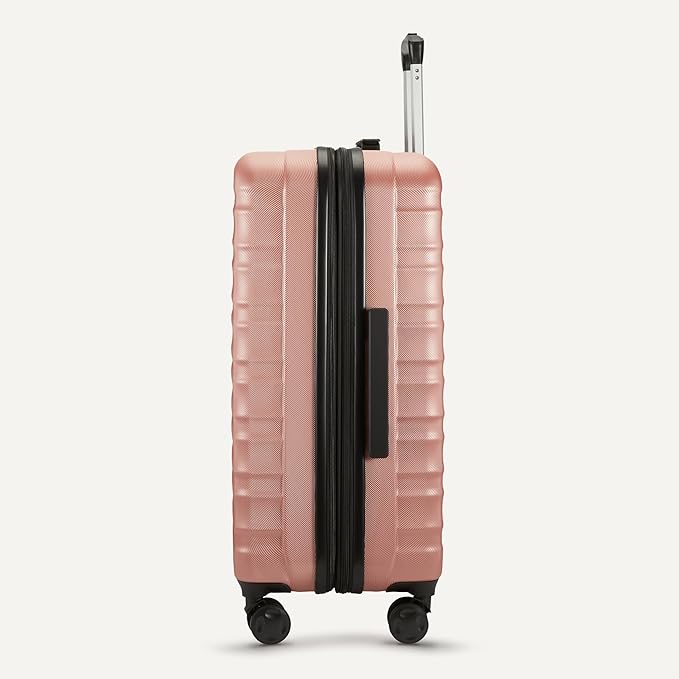 Amazon Basics 21" Hardside Carry-On Luggage, Hardshell Suitcase With Wheels, Expandable For Up to 25% More Space, With Scratch-Resistant Surface, Four Multi-directional Wheels, Rose Gold