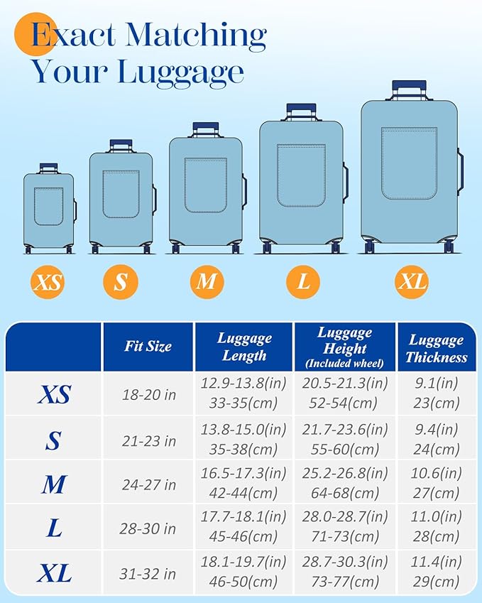 Slohif Luggage Cover for Suitcase Tsa Approved Protector - Luggage Sleeve Large Suit Case Cover Travel Stretch Baggage Case Protective Washable Fit 18-20 Inch Gray XS
