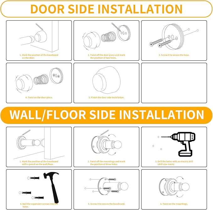 Door Stoppers – Heavy Duty Magnetic Door Stopper for Wall & Bottom of Door – Premium Adjustable Door Stop with Heavy-Duty Windproof Design, Constructed with SUS304 Stainless Steel (White)