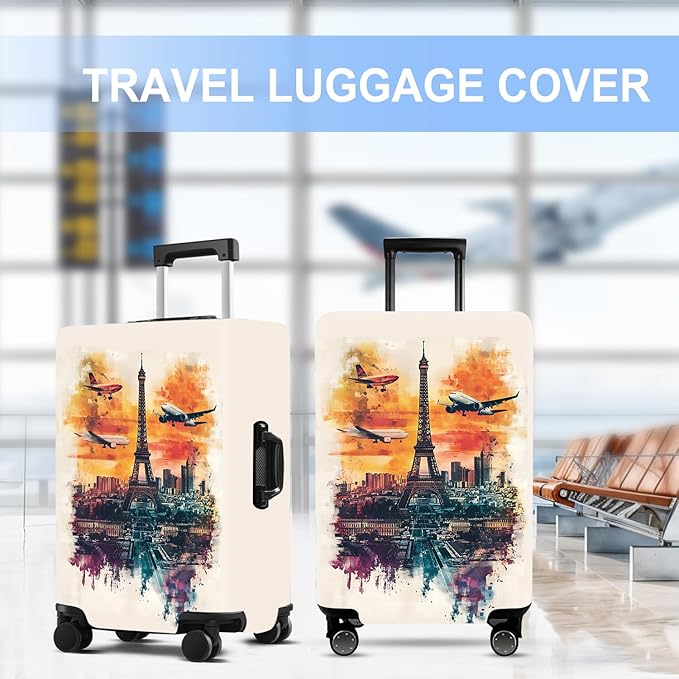 Luggage Cover Washable Suitcase Protector Anti-scratch Suitcase cover Fits 20-34 Inch Luggage (Tower-1, M(24-26inch suitcase))