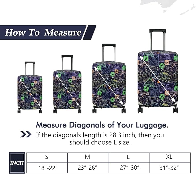 HYPER VENTURE Washable Luggage Cover - Fashion Suitcase Protector Fits 18-22 Inch Luggage (Urban Passport, S)