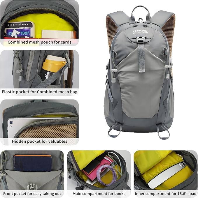 Small Hiking Backpack, 20L Lightweight Travel Backpacks For Men Women, Water Resistant Outdoor Day Pack, Ultralight Camping Daypack Backpacks, Durable Hiking Backpack Fit For Camping.(With Rain-cover)