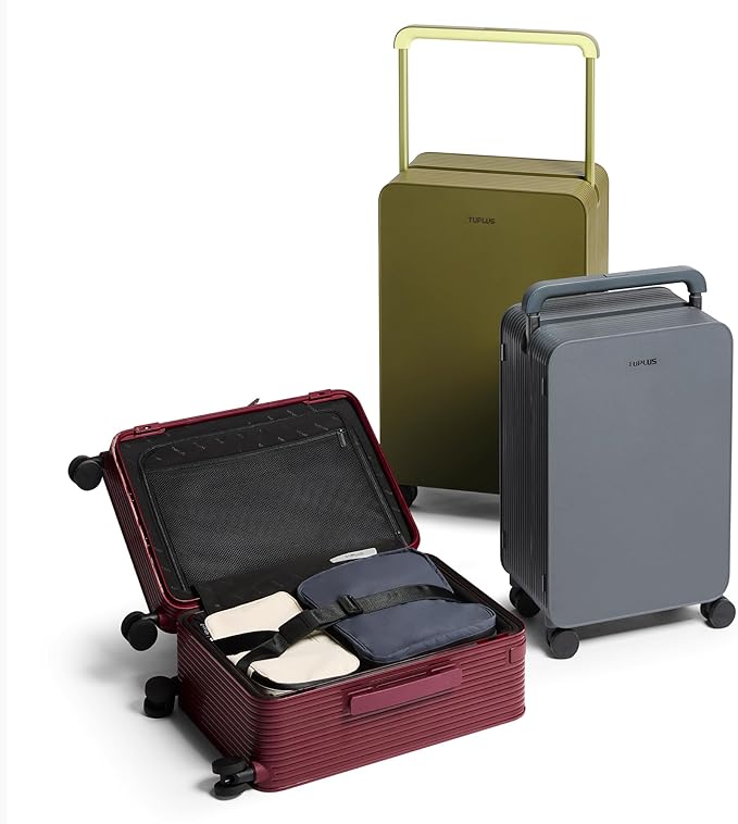 TUPLUS 20” Carry-On Hardside Luggage Lightweight ABS Travel Suitcase with Wide Handle Spinner Wheels TSA Combination Lock, Balance Series 2.0, Stone Grey