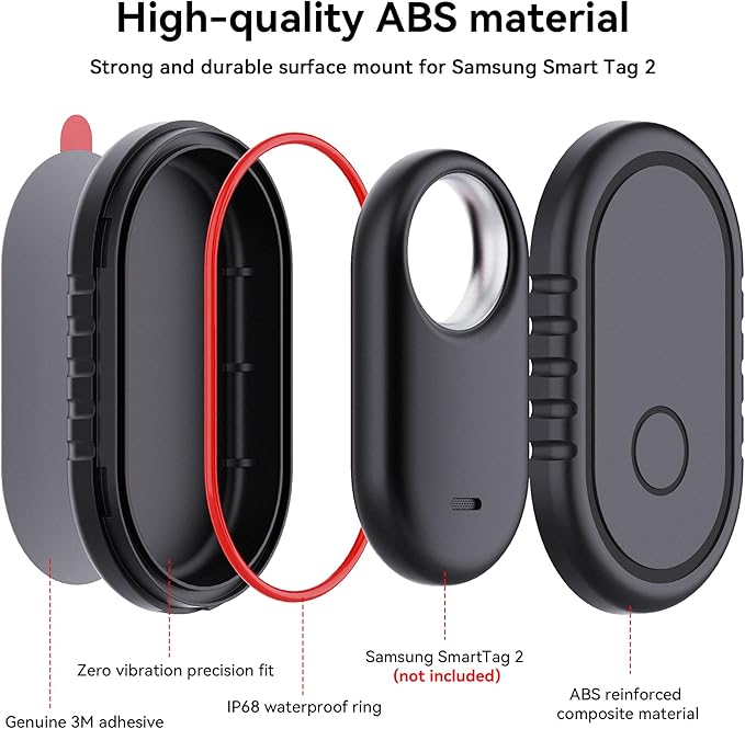 4 Pack for Samsung Smart Tag 2 Adhesive Mount, ABS Waterproof Case with 3M Adhesive Sticker Stick on Car/Bike/Luggage & More for Galaxy Smart Tag 2, Hidden Smarttag2 Full Protective Holder Anti-Lost